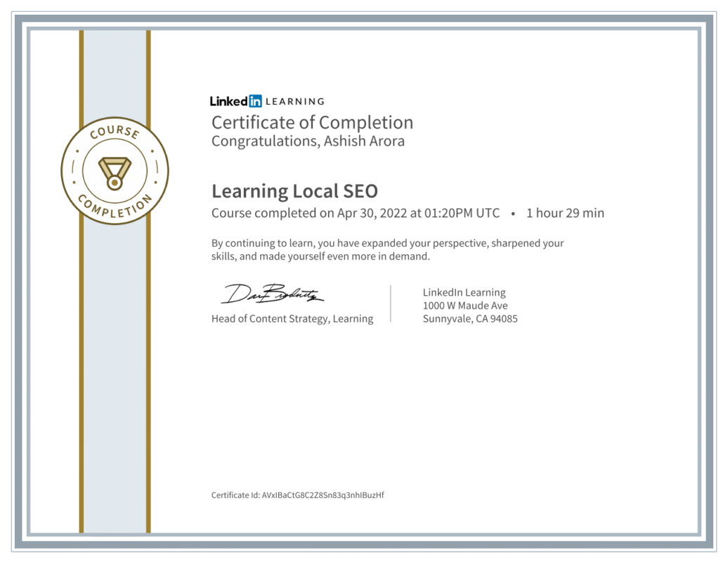 Ashish_Arora_Linkedin_Local_SEO_Certificates